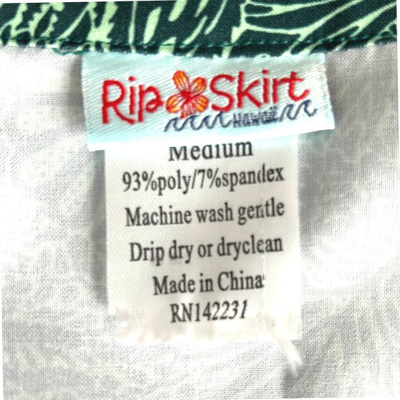RIPSKIRT HAWAII Women's M Green Botanical Print Wrap Skirt Velcro Closure Pocket - Picture 10 of 12